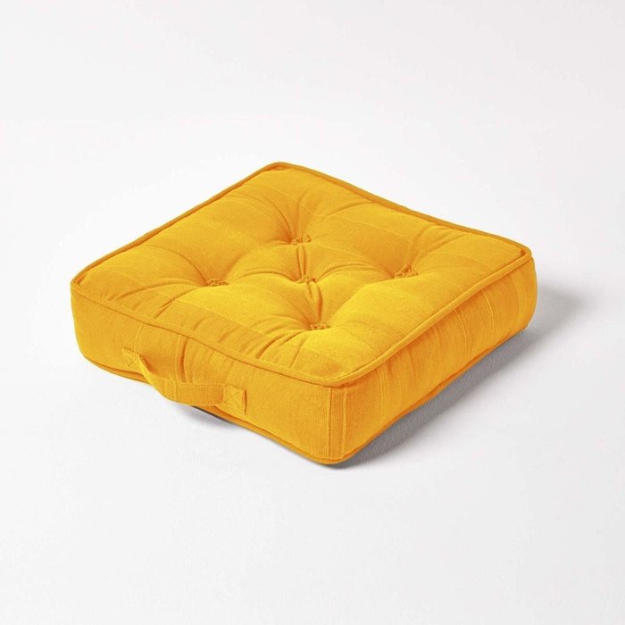 The Range | Homescapes Homescapes Rajput Ribbed Cotton Floor Cushion - Mustard Homescapes Homescapes Rajput Ribbed Cotton Floor Cushion - Mustard