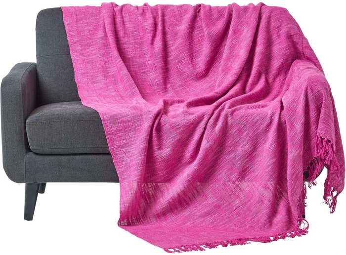 The Range | Homescapes Nirvana Slub Cotton Throw - Pink / 255cm Homescapes Nirvana Slub Cotton Throw - Pink / 255cm