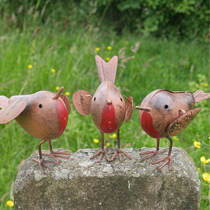 The Range | Garden Mile 3 Piece Robin Red Breast Ornaments - Brown Garden Mile 3 Piece Robin Red Breast Ornaments - Brown