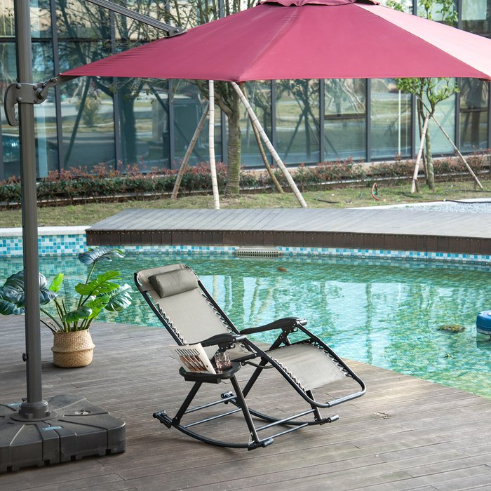 The Range | Outsunny Folding Recliner Outdoor Lounge Rocker - Grey Outsunny Folding Recliner Outdoor Lounge Rocker - Grey