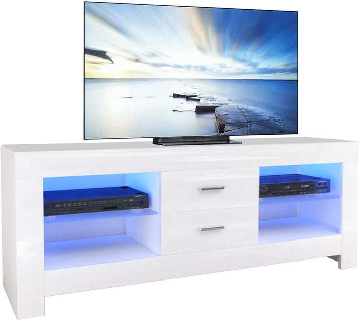 The Range | dripex LED TV Stand Cabinet with 4 Compartments | Drawer, Shelves & White Modern Design | Entertainment Unit dripex LED TV Stand Cabinet with 4 Compartments | Drawer, Shelves & White Modern Design | Entertainment Unit