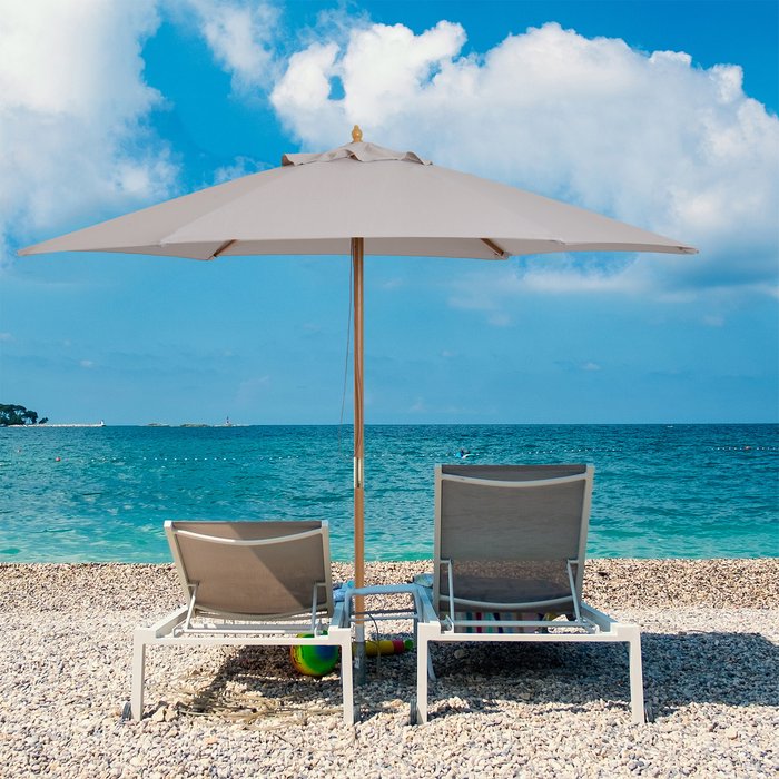 The Range | Outsunny 2.5m Wood Garden Parasol - Grey Outsunny 2.5m Wood Garden Parasol - Grey
