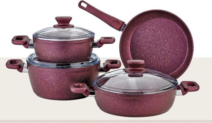 The Range | Rozi Defne Collection 7-piece Non-stick Granite Cookware Set - Purple Rozi Defne Collection 7-piece Non-stick Granite Cookware Set - Purple
