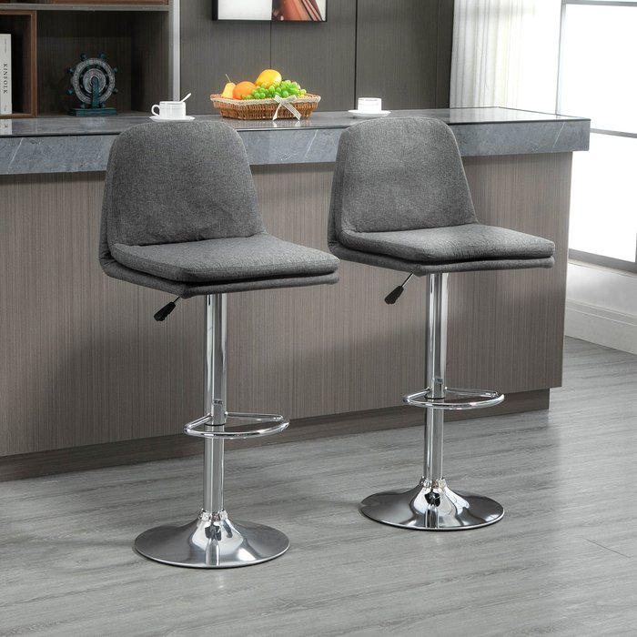 The Range | HOMCOM Morden Bar Stools Set of 2 - Grey HOMCOM Morden Bar Stools Set of 2 - Grey