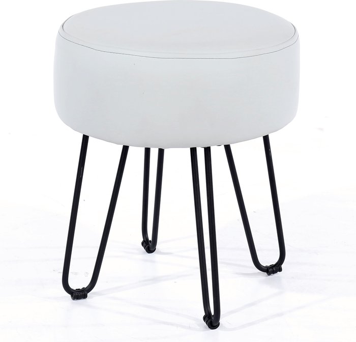 The Range | Core Products Ltd Aspen upholstered round stool with black metal legs - Grey Core Products Ltd Aspen upholstered round stool with black metal legs - Grey