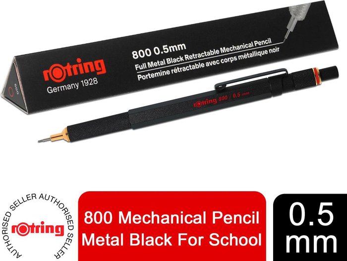 The Range | Rotring Rotring 800 Mechanical Pencil or Point Ballpoint Pen - Black / Pencil Metal 0.5mm Rotring Rotring 800 Mechanical Pencil or Point Ballpoint Pen - Black / Pencil Metal 0.5mm