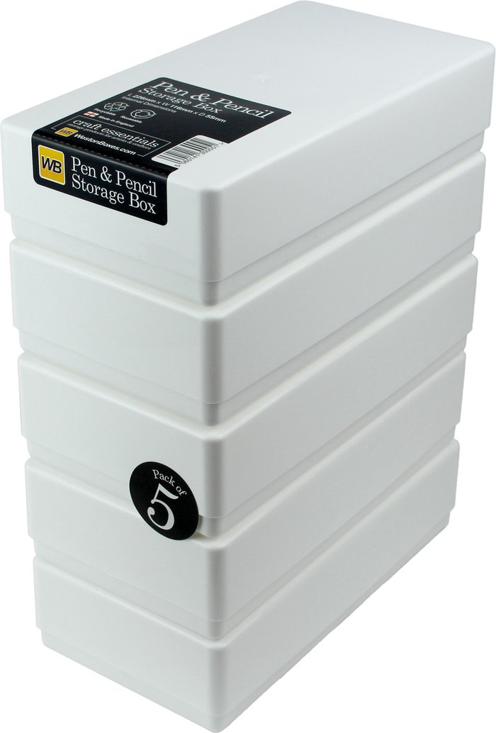 The Range | WestonBoxes Plastic Storage Boxes with Lids for Pens, Pencils and Stationery - White / 0.8kg WestonBoxes Plastic Storage Boxes with Lids for Pens, Pencils and Stationery - White / 0.8kg