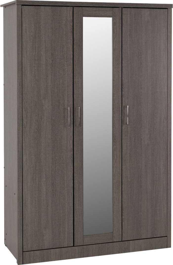 The Range | Seconique Lisbon 3 Door Wardrobe - Black Wood Grain Seconique Lisbon 3 Door Wardrobe - Black Wood Grain