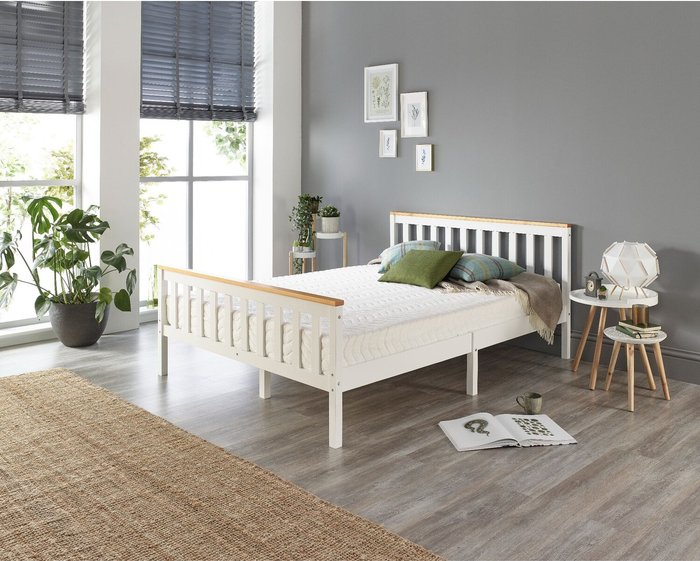 The Range | Aspire Aspire Atlantic Bed Frame White and Natural Single Aspire Aspire Atlantic Bed Frame White and Natural Single
