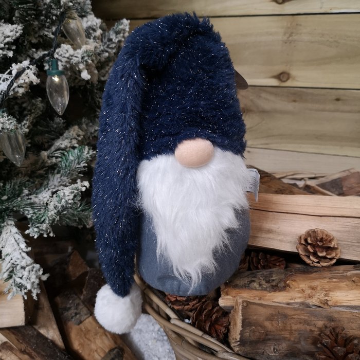 The Range | Samuel Alexander Festive Christmas Blue Gonk in Oversized Pom Pom Hat - Blue and White Samuel Alexander Festive Christmas Blue Gonk in Oversized Pom Pom Hat - Blue and White