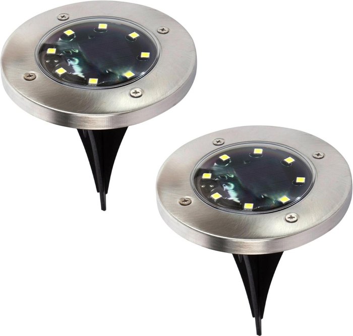 The Range | Kingavon Underground Solar Pathway Lights Silver Pack of 2 - Silver Kingavon Underground Solar Pathway Lights Silver Pack of 2 - Silver
