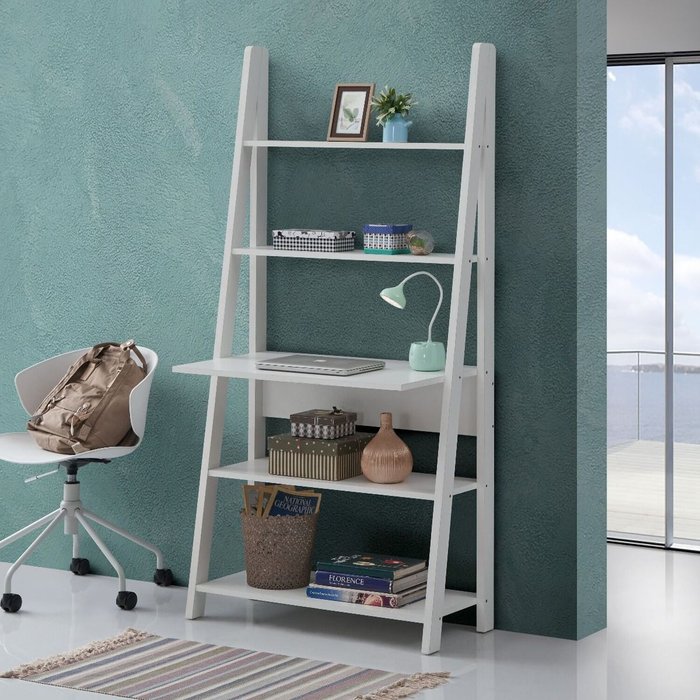 The Range | Riva Tall Ladder Desk Bookcase - white Riva Tall Ladder Desk Bookcase - white