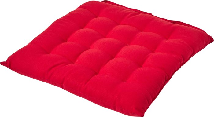 The Range | Homescapes Solid Cotton Seat Pad with Button Straps - Red / 5cm Homescapes Solid Cotton Seat Pad with Button Straps - Red / 5cm