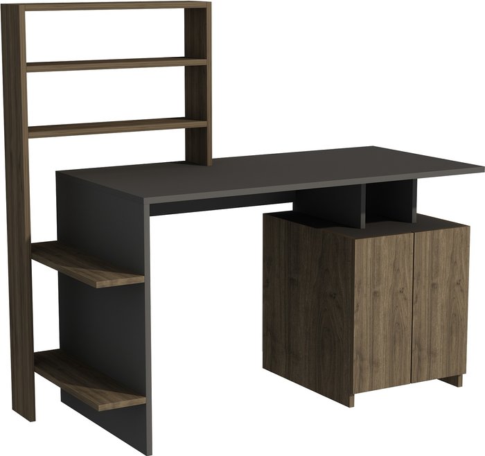 The Range | Destina Home Lake Computer Desk with Cabinets and Shelves - Walnut - Anthracite Destina Home Lake Computer Desk with Cabinets and Shelves - Walnut - Anthracite