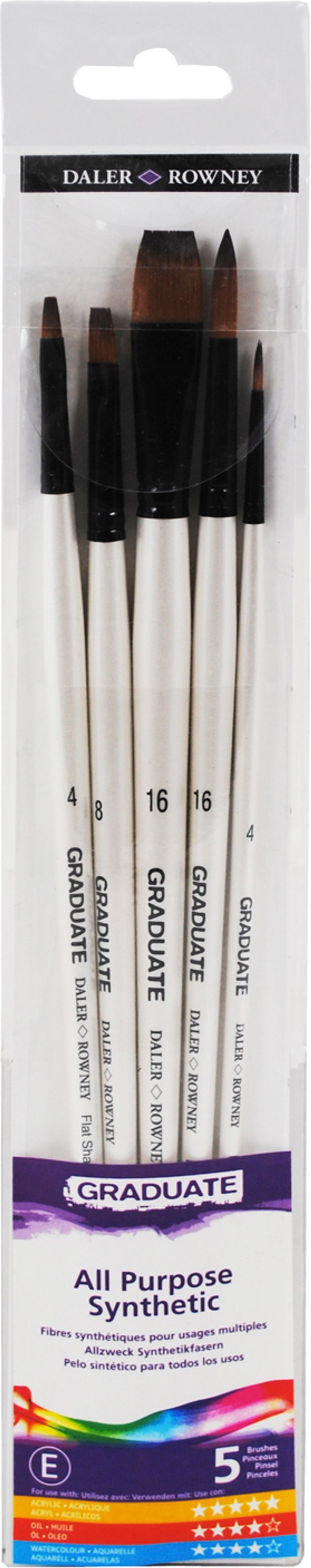 The Range | Daler-Rowney Pack of Daler-Rowney Graduate All-Purpose Long Handle Brushes - 5 Daler-Rowney Pack of Daler-Rowney Graduate All-Purpose Long Handle Brushes - 5