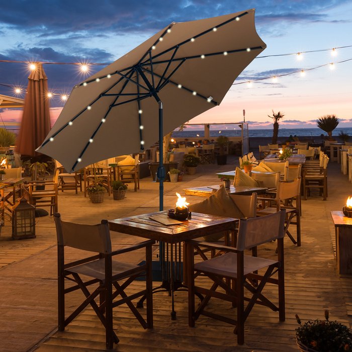 The Range | Outsunny Outsunny 3m Parasol with LED Lighting (base not included) - Brown Outsunny Outsunny 3m Parasol with LED Lighting (base not included) - Brown