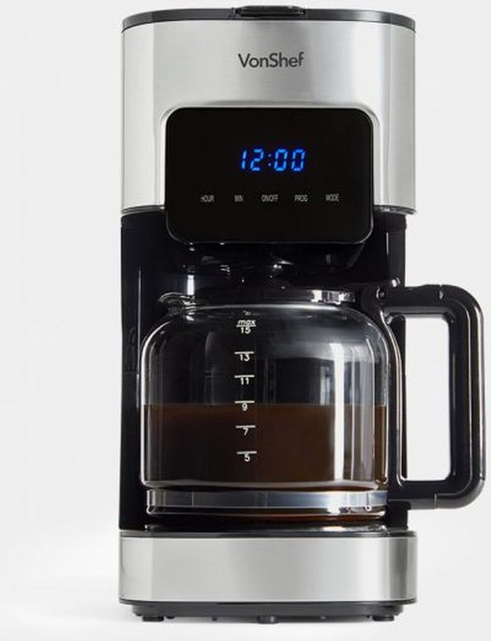The Range | VonShef VonShef 15320RG 1.5L Filter Coffee Machine - Black & Silver VonShef VonShef 15320RG 1.5L Filter Coffee Machine - Black & Silver