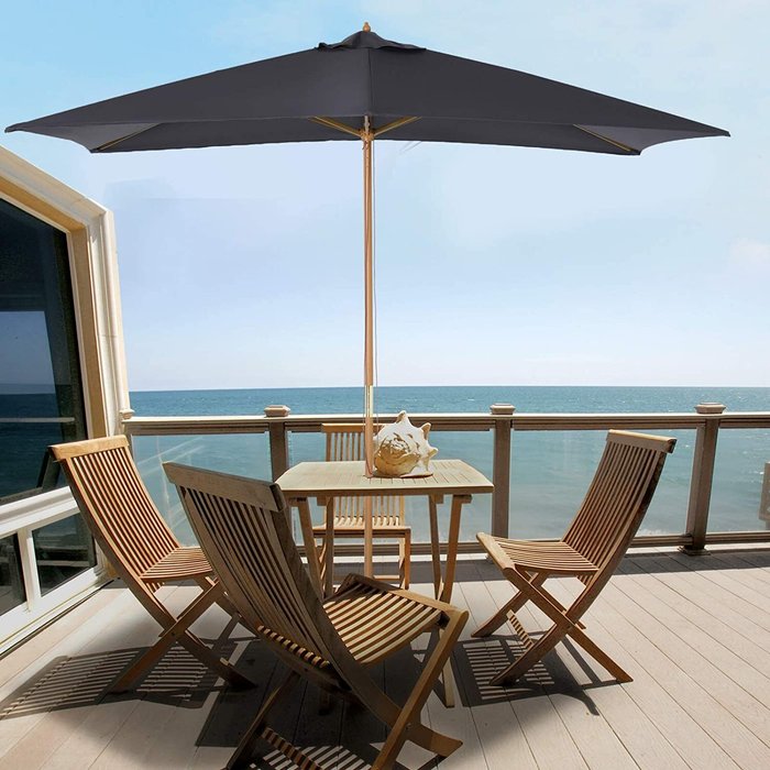 The Range | Outsunny Outsunny Wooden Rectangular Parasol - Grey Outsunny Outsunny Wooden Rectangular Parasol - Grey