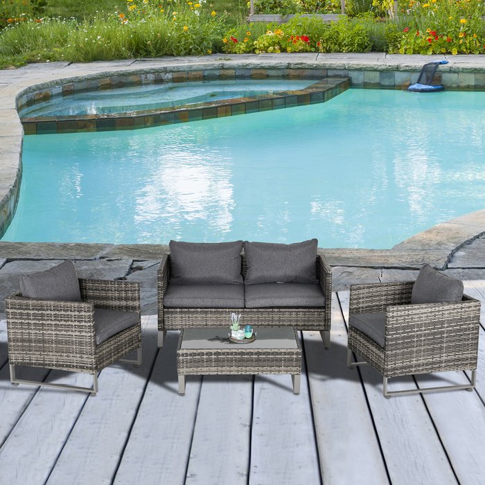 The Range | Outsunny PE Rattan Wicker Outdoor Dining Set - Dark Grey Outsunny PE Rattan Wicker Outdoor Dining Set - Dark Grey