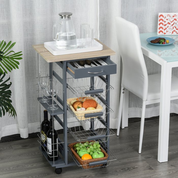 The Range | HOMCOM Multi Use Kitchen Island Trolley - Grey HOMCOM Multi Use Kitchen Island Trolley - Grey