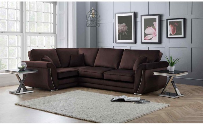 The Range | Simply Eleganza Luca Full Back L Shape Left Hand Corner Sofa - Brown Simply Eleganza Luca Full Back L Shape Left Hand Corner Sofa - Brown