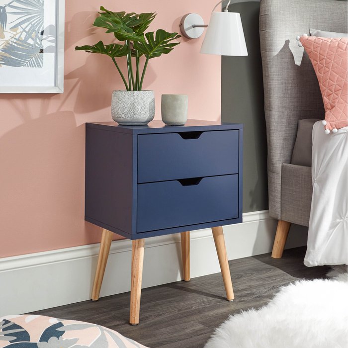 The Range | GFW Nyborg 2 Drawer Bedside - Nightshadow Blue / 1 GFW Nyborg 2 Drawer Bedside - Nightshadow Blue / 1