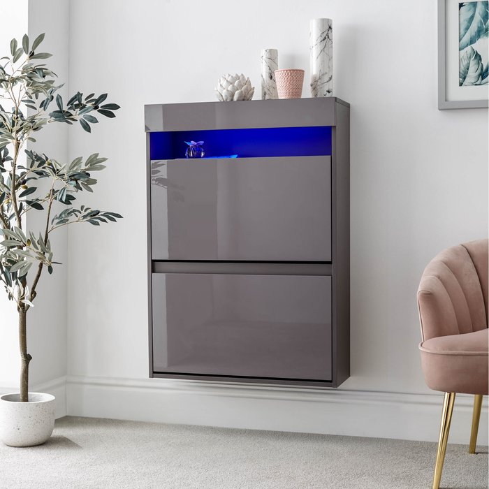 The Range | GFW Galicia Wall Hanging Two Tier Shoe Cabinet - Grey GFW Galicia Wall Hanging Two Tier Shoe Cabinet - Grey
