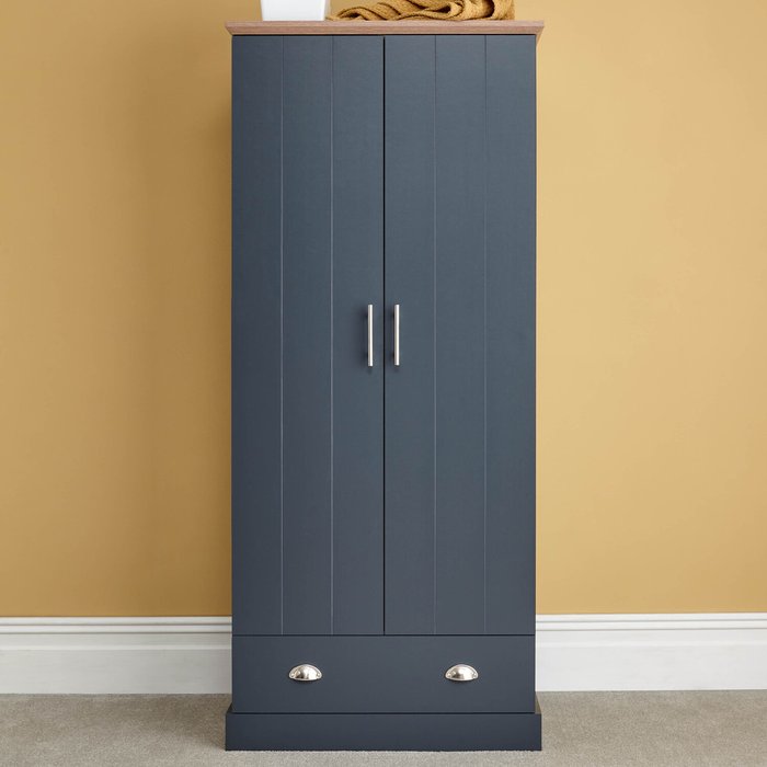 The Range | KEN21WGRY Kendal 2 Door 1 Drawer Wardrobe - Slate Blue KEN21WGRY Kendal 2 Door 1 Drawer Wardrobe - Slate Blue