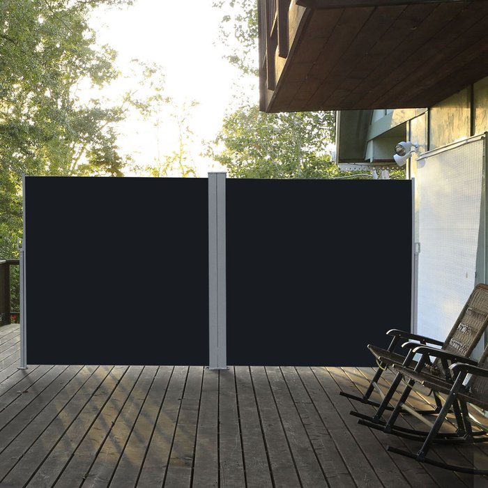 The Range | Outsunny Patio Retractable Double Side Folding Awning - Black Outsunny Patio Retractable Double Side Folding Awning - Black