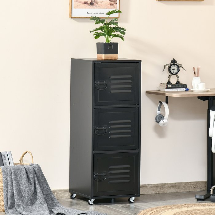The Range | HOMCOM 3-Tier Mobile File Cabinet - Black HOMCOM 3-Tier Mobile File Cabinet - Black