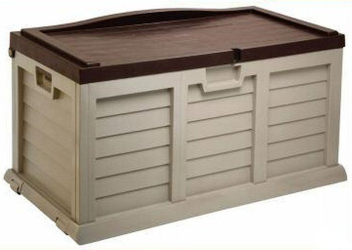 The Range | Samuel Alexander 390L Garden Cushion Storage Box Chest Sit on Lid - Brown Samuel Alexander 390L Garden Cushion Storage Box Chest Sit on Lid - Brown