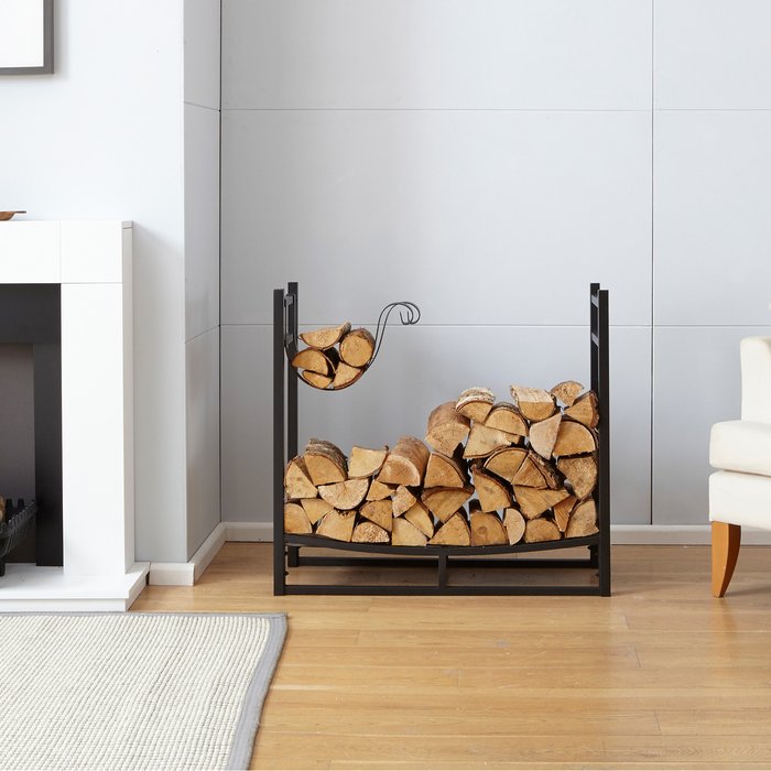 The Range | Neo Neo Black Firewood Log Rack With Hooks - Black Neo Neo Black Firewood Log Rack With Hooks - Black