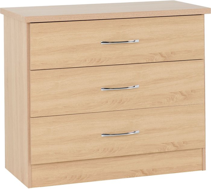 The Range | Seconique Nevada 3 Drawer Chest - Sonoma Oak Seconique Nevada 3 Drawer Chest - Sonoma Oak