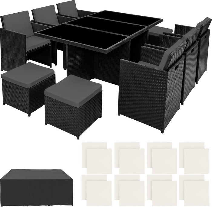 The Range | TECTAKE Tectake New York Rattan Garden Dining Set W/ Protective Cover TECTAKE Tectake New York Rattan Garden Dining Set W/ Protective Cover