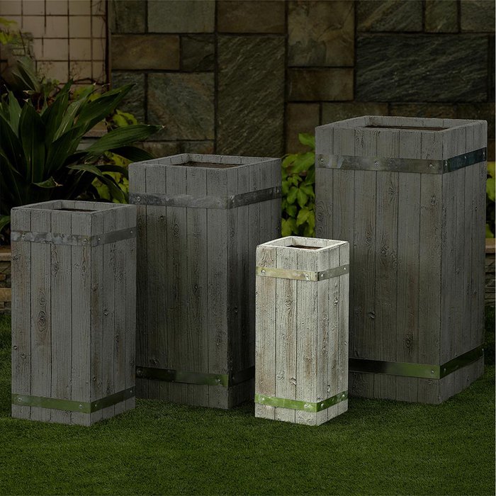 The Range | Gudrum Ottawa Polystone Rectangular Pillar Planters 4 Sizes - Grey Gudrum Ottawa Polystone Rectangular Pillar Planters 4 Sizes - Grey