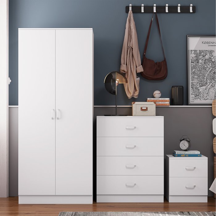 The Range | FWStyle Tunis 3 Piece Bedroom Furniture Set - White FWStyle Tunis 3 Piece Bedroom Furniture Set - White