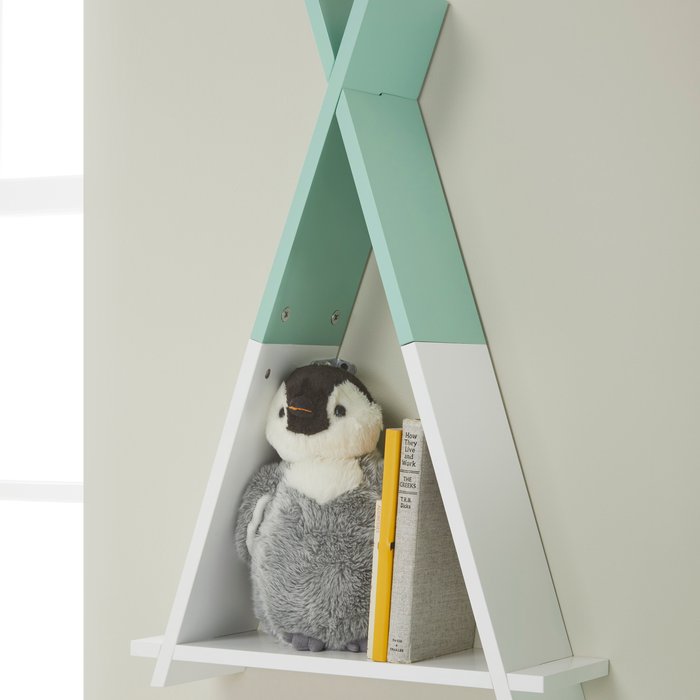 The Range | Tipi Single Tier Wall Mounted Shelf in Green - White Tipi Single Tier Wall Mounted Shelf in Green - White