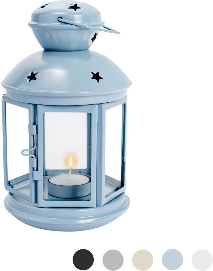 The Range | Nicola Spring 20cm Metal Hanging Tealight Lantern - Blue Nicola Spring 20cm Metal Hanging Tealight Lantern - Blue