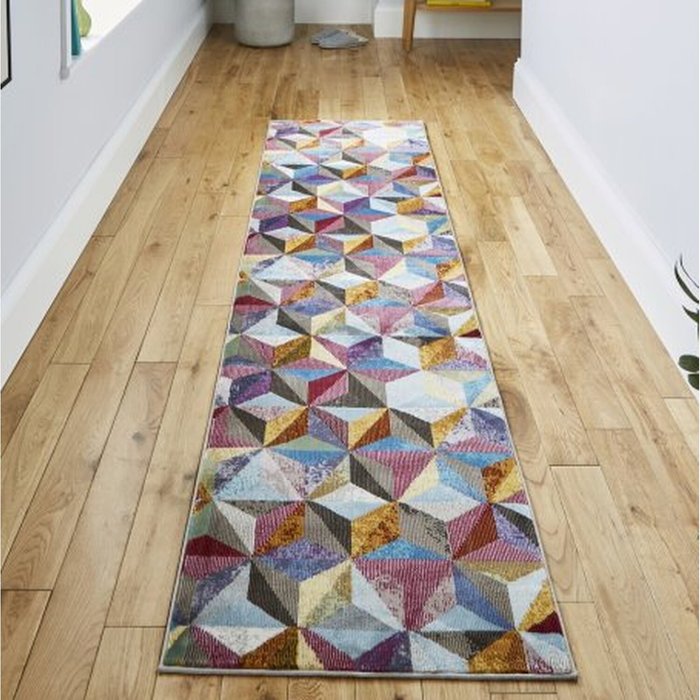 The Range | The Rug Wholesaler Modern Super Soft Geometric Runner - Multi - 60x230 - Multicoloured The Rug Wholesaler Modern Super Soft Geometric Runner - Multi - 60x230 - Multicoloured