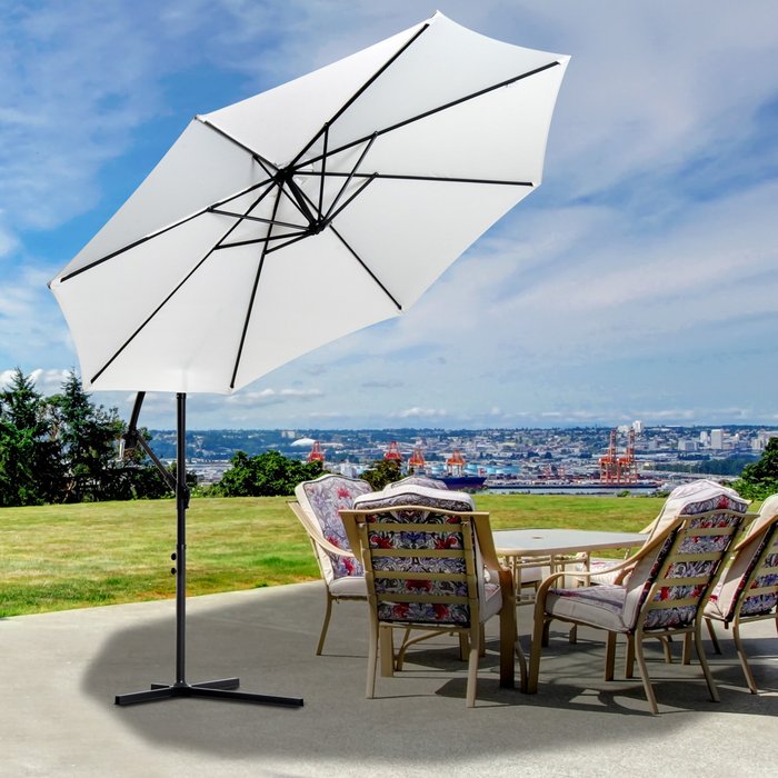 The Range | Outsunny Hanging Banana Cantilever Parasol - Cream White Outsunny Hanging Banana Cantilever Parasol - Cream White