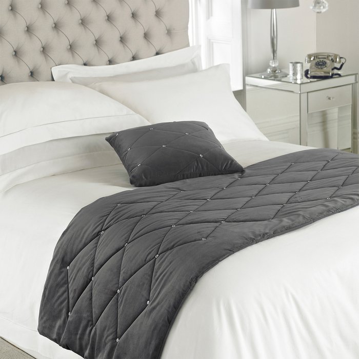 The Range | Paoletti Paoletti New Diamante Bed Runner Polyester Pewter Paoletti Paoletti New Diamante Bed Runner Polyester Pewter