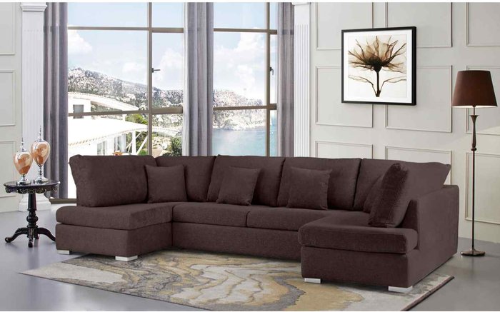 The Range | Simply Eleganza Ollie Large U Shape Sofa Velour Velvet Fabric - Mushroom Simply Eleganza Ollie Large U Shape Sofa Velour Velvet Fabric - Mushroom