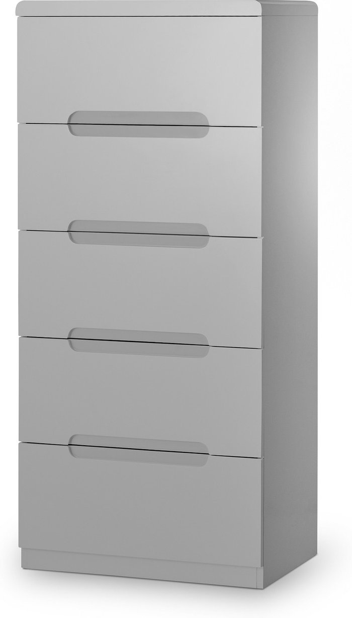 The Range | Julian Bowen Manhattan 5 Drawer Narrow Chest - Grey - Grey Julian Bowen Manhattan 5 Drawer Narrow Chest - Grey - Grey