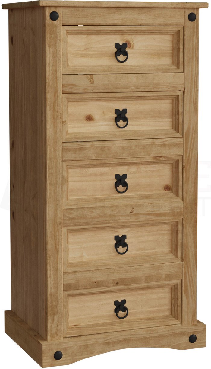 The Range | Corona 5 Drawer Narrow Chest - Pine Corona 5 Drawer Narrow Chest - Pine