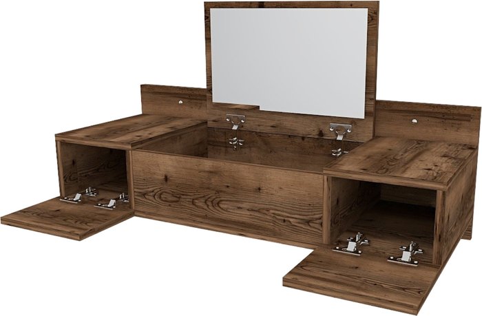 The Range | Destina Home Bertus Wall Mounted Makeup Vanity Table with Mirror - Light Walnut Destina Home Bertus Wall Mounted Makeup Vanity Table with Mirror - Light Walnut