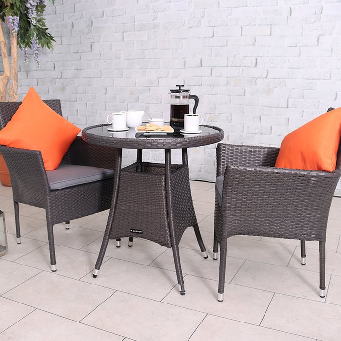 The Range | Royalcraft Royalcraft Malaga 2 Seater Stacking 70cm Bistro Set - Black Royalcraft Royalcraft Malaga 2 Seater Stacking 70cm Bistro Set - Black