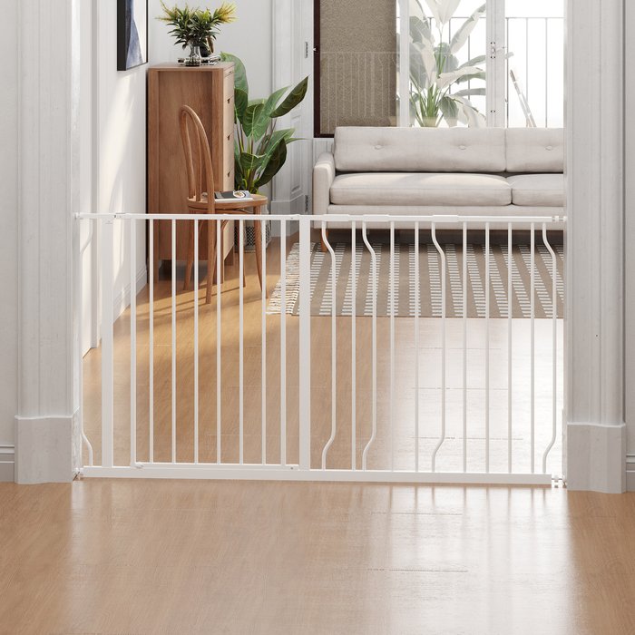 The Range | PawHut PawHut Dog Gate Extra Wide Stair Gate w/ Door Pressure Fit - White PawHut PawHut Dog Gate Extra Wide Stair Gate w/ Door Pressure Fit - White