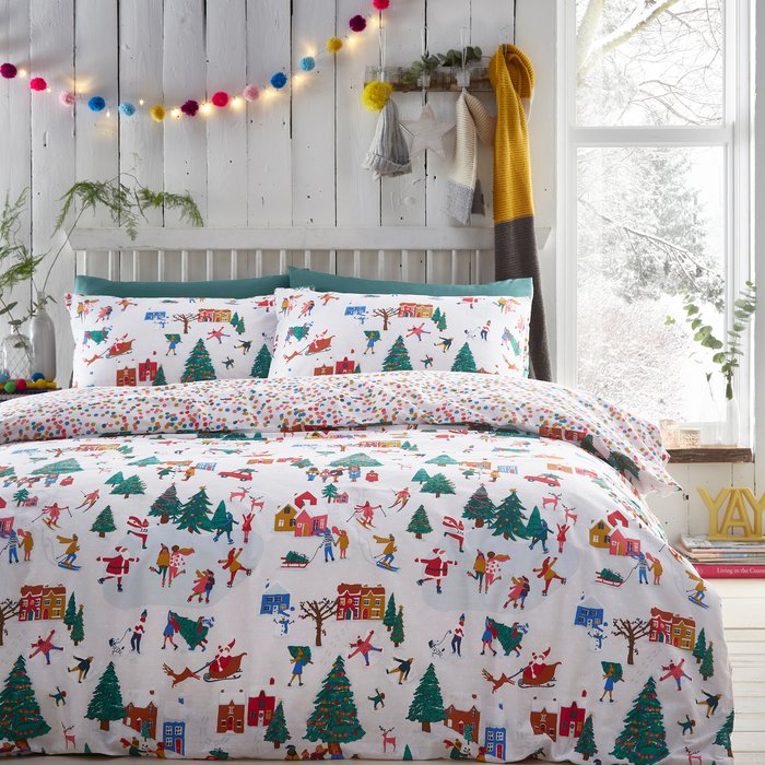 The Range | furn Furn. Christmas Together Duvet Cover and Pillowcase Set Green/Red/White furn Furn. Christmas Together Duvet Cover and Pillowcase Set Green/Red/White