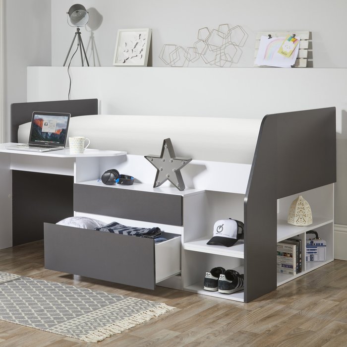 The Range | Lloyd Pascal Lloyd Pascal Matilda Cabin Bed With Desk - White And Grey Lloyd Pascal Lloyd Pascal Matilda Cabin Bed With Desk - White And Grey