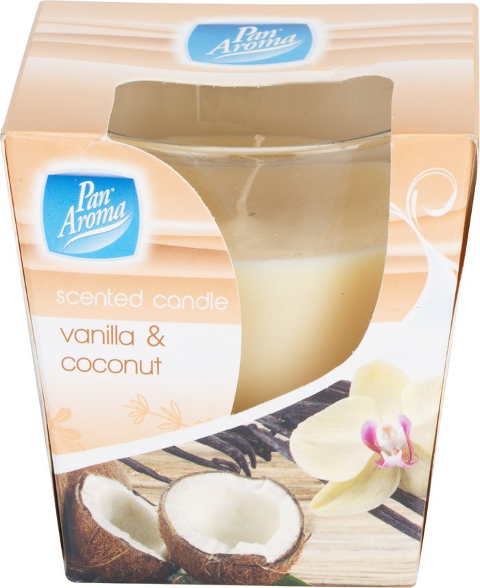 The Range | Pan Aroma Pan Aroma Scented Glass Candle - Vanilla and Coconut - Cream Pan Aroma Pan Aroma Scented Glass Candle - Vanilla and Coconut - Cream